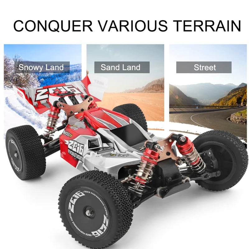 Goolsky Wltoys XKS 144001 RC Autó 60km/h 1/14 4WD Verseny Buggy Piros