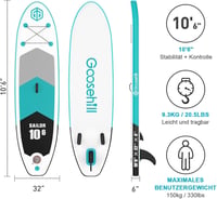 Goosehill 10'6" Felfújható Stand Up Paddleboard Dupla Réteg SUP Deszka Kezdőknek 2
