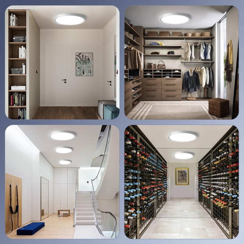 GOOSKI 24W LED Mennyezeti Lámpa Mozgásérzékelővel, 4000K Semleges Fehér, Lapos Design