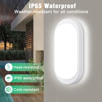 LED stropné svietidlo GOOSKI 18W 1800LM, oválne nástenné svietidlo, vodoodolné IP65, 4000K neutrálna biela, vhodné do pivnice, chodby, kúpeľne, garáže a záhrady 2