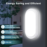 GOOSKI LED podrumska svjetiljka sa senzorom pokreta, unutarnja zidna i stropna svjetiljka IP65, 12W 1200LM 4000K, za vlažne prostorije, ovalna, za garaže i stubišta 8