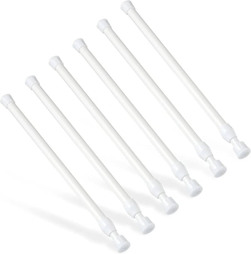 Goowin 6 db Teleszkópos Rúd 25-40 cm Fúrás Nélkül Rozsdamentes Rugós Feszítőrúd Fehér - 25-40cm, White