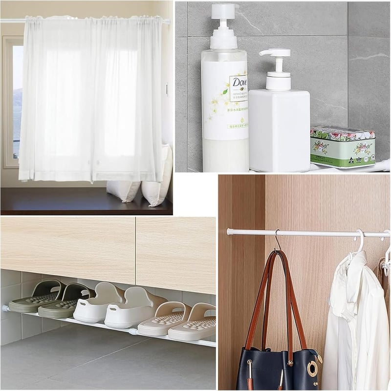 Goowin 6 db Teleszkópos Rúd 55-90 cm Feszítőrúd Fúrás Nélkül Fehér - 55-90cm, White