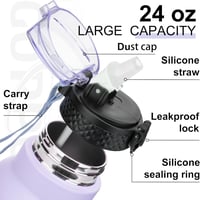 GOPPUS 750ml Rozsdamentes Termosz Palack Dupla Falú Szigetelés Szívószállal 4