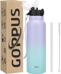 GOPPUS 750ml Rozsdamentes Termosz Palack Dupla Falú Szigetelés Szívószállal 1