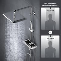 Set de duș din oțel inoxidabil Görbach cu funcție de duș cu efect de ploaie, bară de duș reglabilă, cap de duș de 35x25 cm și pară de duș, fără baterie, crom 2