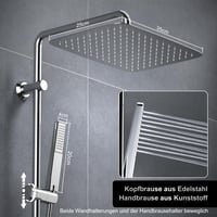 Set de duș din oțel inoxidabil Görbach cu funcție de duș cu efect de ploaie, bară de duș reglabilă, cap de duș de 35x25 cm și pară de duș, fără baterie, crom 3