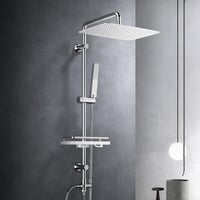 Set de duș din oțel inoxidabil Görbach cu funcție de duș cu efect de ploaie, bară de duș reglabilă, cap de duș de 35x25 cm și pară de duș, fără baterie, crom 1