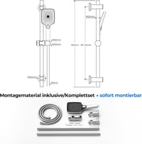 Bară de duș Görbach cu duș de mână, Bară suport duș din oțel inoxidabil 100 cm, Crom 7