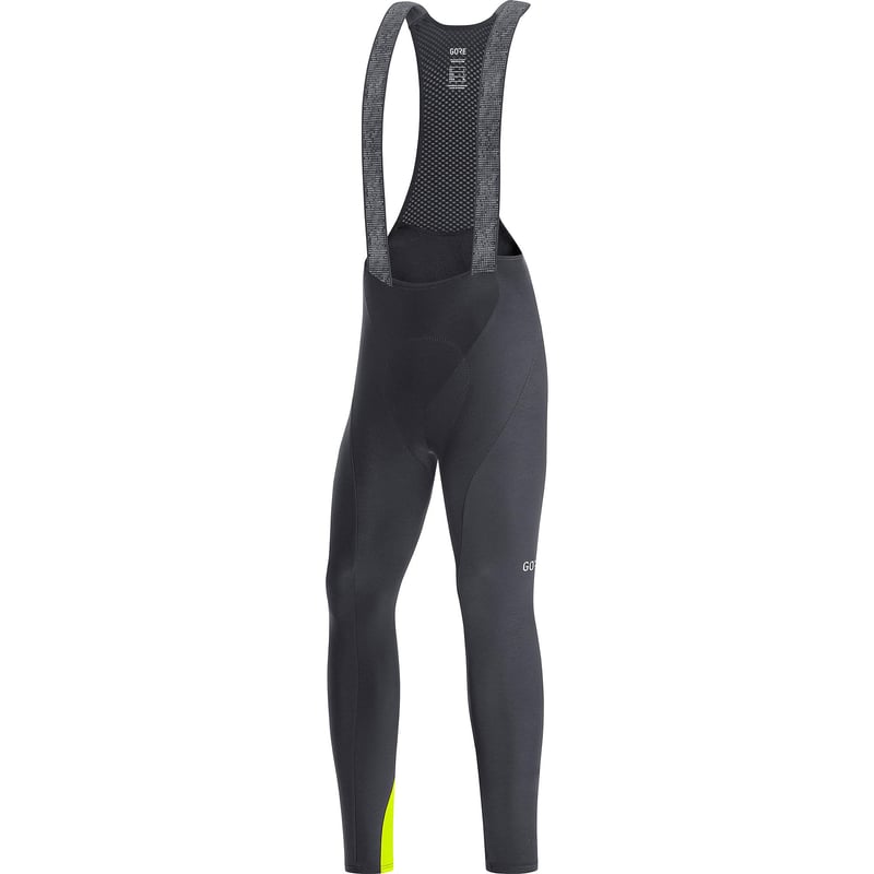 Pánske cyklistické nohavice GORE WEAR C3 Thermo s trakmi, XL EU, čierno-neónovo žlté