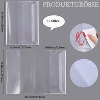 GORGECRAFT 10 bucăți coperți de carte reglabile, din plastic transparent, 21,5 x 15,8 cm, impermeabile, cu bandă autoadezivă, pentru caiete, manuale și cărți de buzunar 2