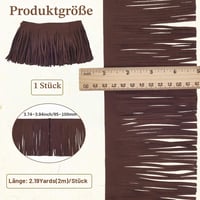 Bandă cu franjuri din piele ecologică GORGECRAFT, 2 m lungime, 9,5 cm lățime, maro nucă de cocos, piele întoarsă ecologică cu două fețe, pentru haine, fuste, genți, draperii DIY 2