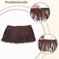 Bandă cu franjuri din piele ecologică GORGECRAFT, 2 m lungime, 9,5 cm lățime, maro nucă de cocos, piele întoarsă ecologică cu două fețe, pentru haine, fuste, genți, draperii DIY 6