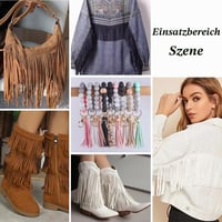 Bandă cu franjuri din piele ecologică GORGECRAFT, 2 m lungime, 9,5 cm lățime, maro nucă de cocos, piele întoarsă ecologică cu două fețe, pentru haine, fuste, genți, draperii DIY 5