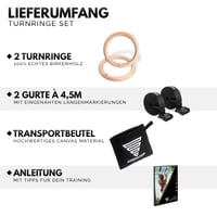 GORNATION Drevené gymnastické kruhy, Gym Rings, kruhy na kalisteniku, olympijské gymnastické kruhy + upevňovacie popruhy so značkami a taškou, na vnútorné po 6
