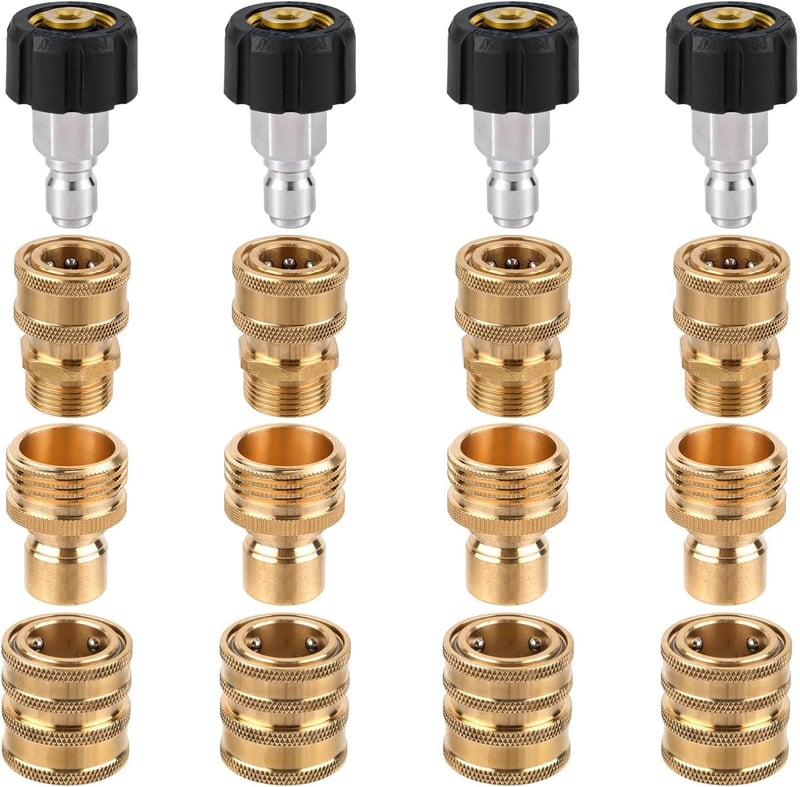Gosknor 16 db nyomásmosó gyorscsatlakozó készlet M22-14 mm forgatható 3/8 hüvelyk gyorskioldó 3/4 hüvelyk adapterrel
