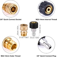 Gosknor 16 db nyomásmosó gyorscsatlakozó készlet M22-14 mm forgatható 3/8 hüvelyk gyorskioldó 3/4 hüvelyk adapterrel 2