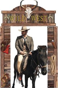 Gosknor Cowboy Party Ajtó Banner - Vadnyugati Buli Dekoráció Függő Tábla Fotó Kellék Western Témájú Rustic Parti Díszítés 5