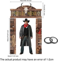 Gosknor Cowboy Party Ajtó Banner - Vadnyugati Buli Dekoráció Függő Tábla Fotó Kellék Western Témájú Rustic Parti Díszítés 2