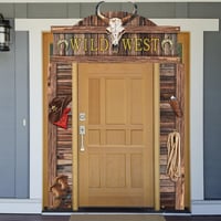 Gosknor Cowboy Party Ajtó Banner - Vadnyugati Buli Dekoráció Függő Tábla Fotó Kellék Western Témájú Rustic Parti Díszítés 4