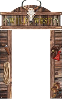 Gosknor Cowboy Party Ajtó Banner - Vadnyugati Buli Dekoráció Függő Tábla Fotó Kellék Western Témájú Rustic Parti Díszítés 1