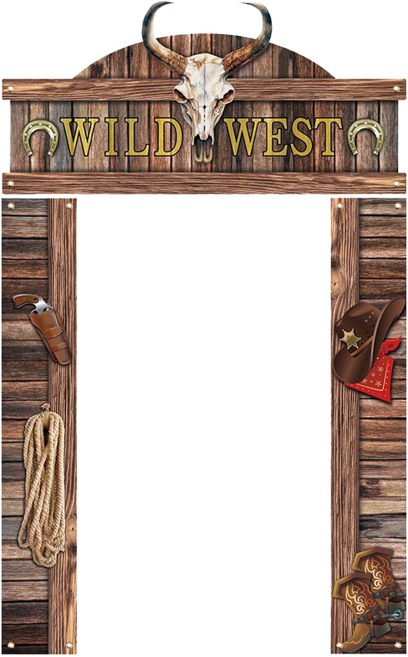 Gosknor Cowboy Party Ajtó Banner - Vadnyugati Buli Dekoráció Függő Tábla Fotó Kellék Western Témájú Rustic Parti Díszítés
