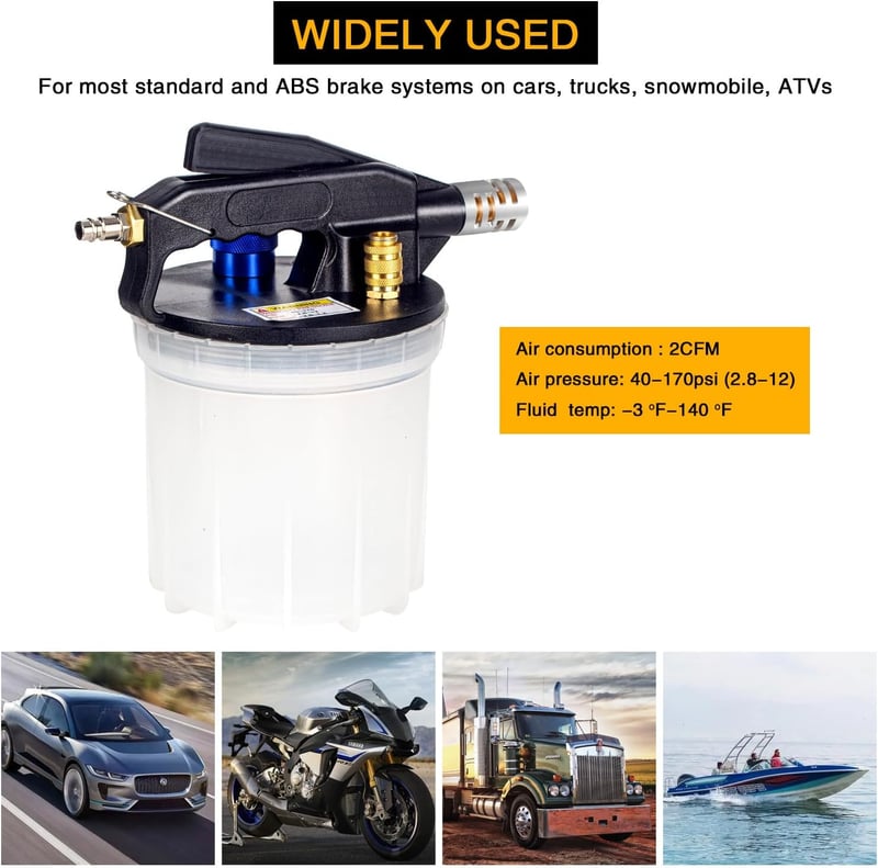 GOTLUCK Féktöltő Légnyomásos 2L Fékvédelem Szilikon Csővel és Adapter Készlet