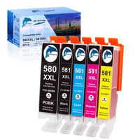 Pachet cartușe de cerneală GoToners XXL Canon 580 581 PGI-580 CLI-581 pentru imprimante Pixma TR8550 TS705 TS6350 TS6250 TS9550 TR7550 – 5 bucăți 1