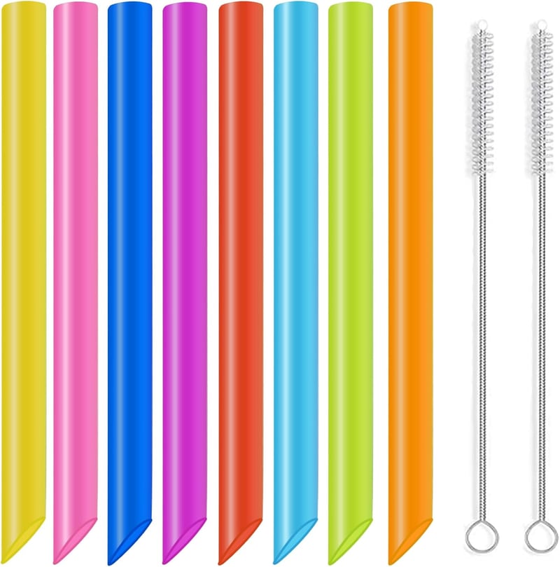 GOTRUST buborék tea szívószál újrahasználható, 26 cm x 10 mm, színes - 8 db
