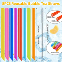 GOTRUST buborék tea szívószál újrahasználható, 26 cm x 10 mm, színes - 8 db 2