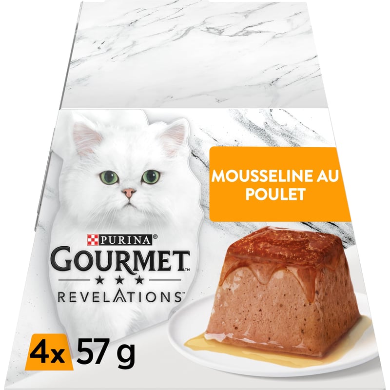 Gourmet Revelations Mousse cu Pui în Sos – Hrană Umedă pentru Pisici Adulte – 4 x 57 g