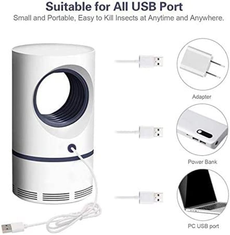 GOUSHY Professzionális UV Szúnyogirtó Lámpa - Elektromos Rovarcsapda Otthonra és Kertbe, Hordozható USB-s Fehér Szúnyogriasztó, Beltéri Hasz