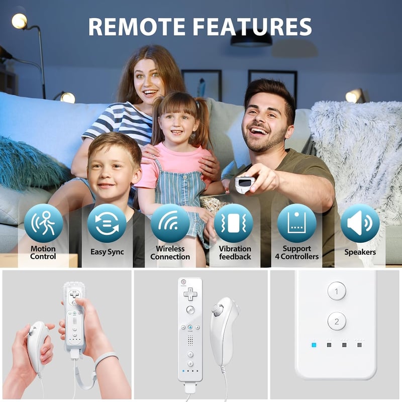 GOUYESHO Wii/Wii U Vezérlő Nunchuck Motion Plus 2 Pack Piros Fehér