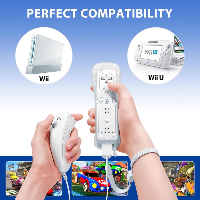 GOUYESHO Wii/Wii U Vezérlő Nunchuck Motion Plus 2 Pack Piros Fehér