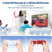 GOUYESHO Wii/Wii U Vezérlő Nunchuck Motion Plus 2 Pack Piros Fehér 7