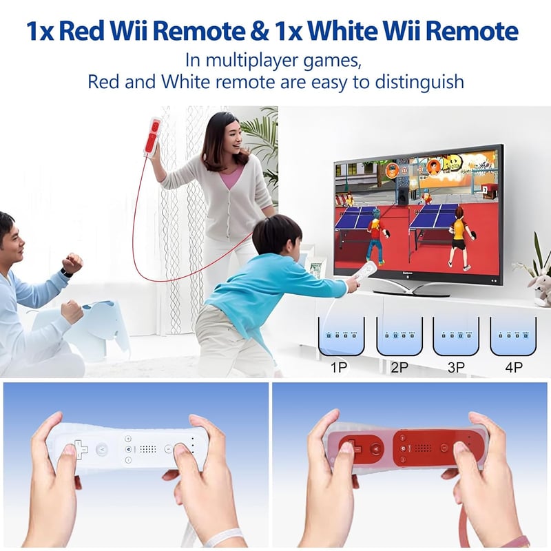 GOUYESHO Wii/Wii U Vezérlő Nunchuck Motion Plus 2 Pack Piros Fehér