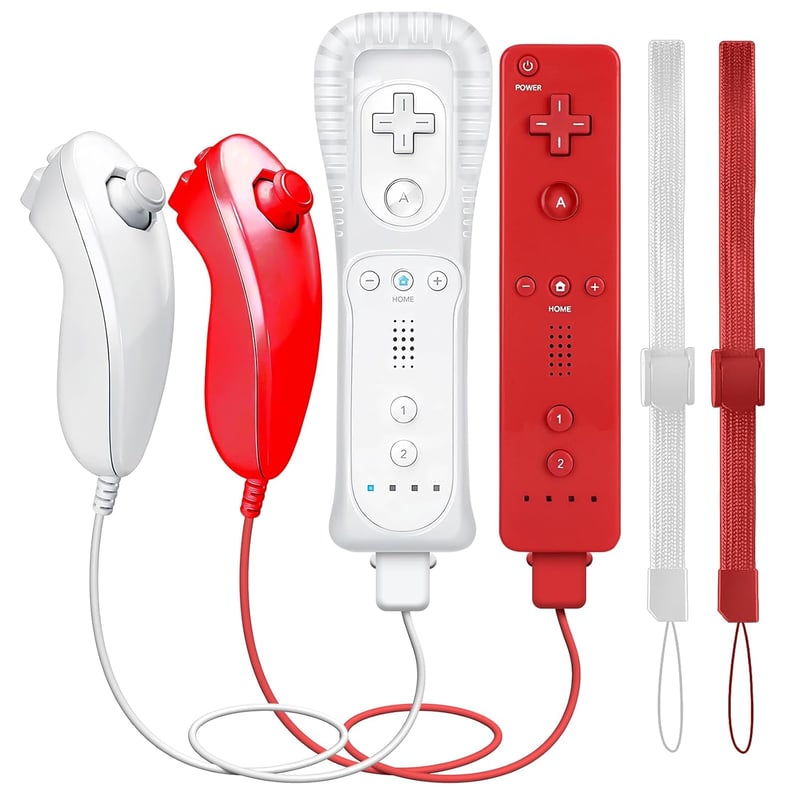 GOUYESHO Wii/Wii U Vezérlő Nunchuck Motion Plus 2 Pack Piros Fehér