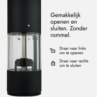 Set de râșnițe electrice pentru sare și piper GOV - 75 ml - încărcare USB-C - 6 trepte de măcinare - cu lumină LED - design din oțel inoxidabil negru 5