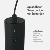 Set de râșnițe electrice pentru sare și piper GOV - 75 ml - încărcare USB-C - 6 trepte de măcinare - cu lumină LED - design din oțel inoxidabil negru 4