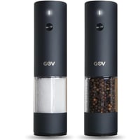 Set de râșnițe electrice pentru sare și piper GOV - 75 ml - încărcare USB-C - 6 trepte de măcinare - cu lumină LED - design din oțel inoxidabil negru 1