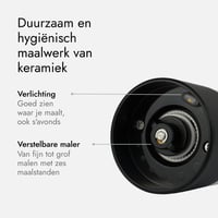 Set de râșnițe electrice pentru sare și piper GOV - 75 ml - încărcare USB-C - 6 trepte de măcinare - cu lumină LED - design din oțel inoxidabil negru 3