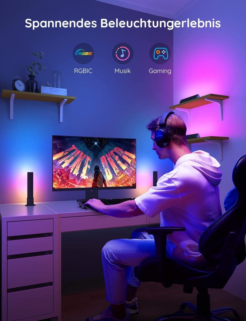Govee Flow Plus okos LED lámpa, gaming világítás, Alexa és Google kompatibilis, zenesynch