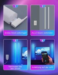 Lampă de perete Govee LED Glide RGBIC, iluminat pentru gaming și streaming, pachet de 6 bucăți 6