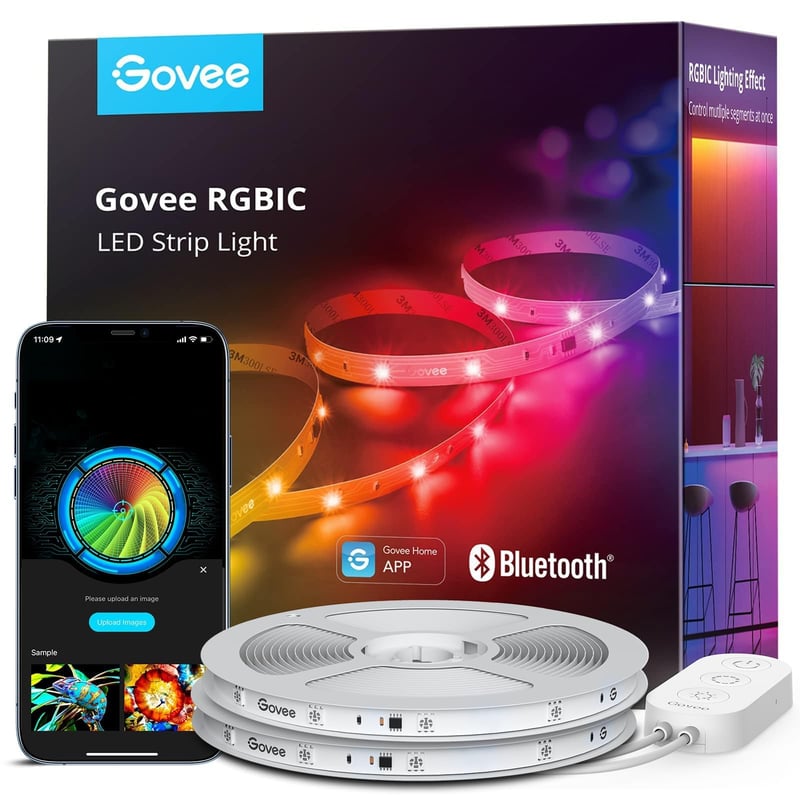 Bandă LED Govee RGBIC 20 m, cu Control pe Segmente, Sincronizare cu Muzica, Bandă Luminoasă LED RGB Inteligentă