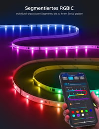Bandă LED Govee RGBIC 5 m, Control pe segmente, Sincronizare cu muzica, Iluminare RGB multicoloră 2