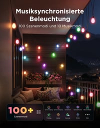 Govee RGBICW vanjski svjetlosni niz 15 m, 65 lm/LED, upravljanje putem aplikacije i WiFi-ja, IP66 vodootporan 3