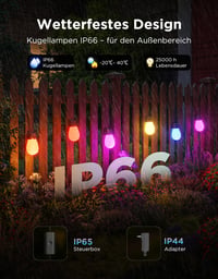 Govee RGBICW vanjski svjetlosni niz 15 m, 65 lm/LED, upravljanje putem aplikacije i WiFi-ja, IP66 vodootporan 5