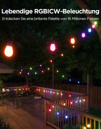 Govee RGBICW vanjski svjetlosni niz 15 m, 65 lm/LED, upravljanje putem aplikacije i WiFi-ja, IP66 vodootporan 4