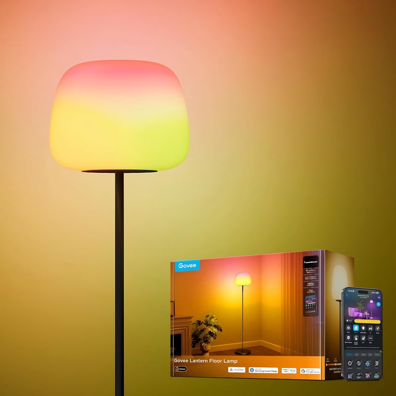 Lampadar LED Govee RGBICWW, reglabil, 1000K-10000K, Negru