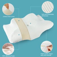 GOXIFACA Ortopéd Memory Foam Párna Nyakfájásra, Hát- és Oldalt Alvóknak, Ergonomikus Nyakpárna, Fehér, 60x35x10/12 cm 5